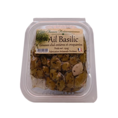 Olives Ail Basilic barquette 250g