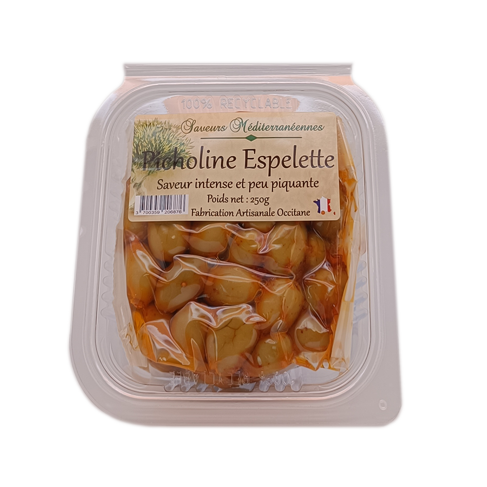 Olives Picholine Espelette barquette 250g