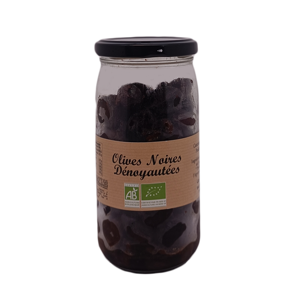 Olives noires dénoyautées Bio bocal 190g