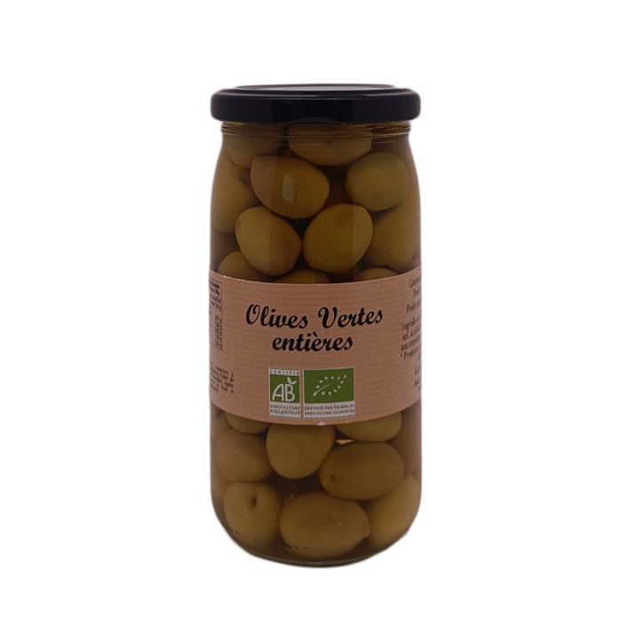 Olives vertes entières Bio bocal 340g